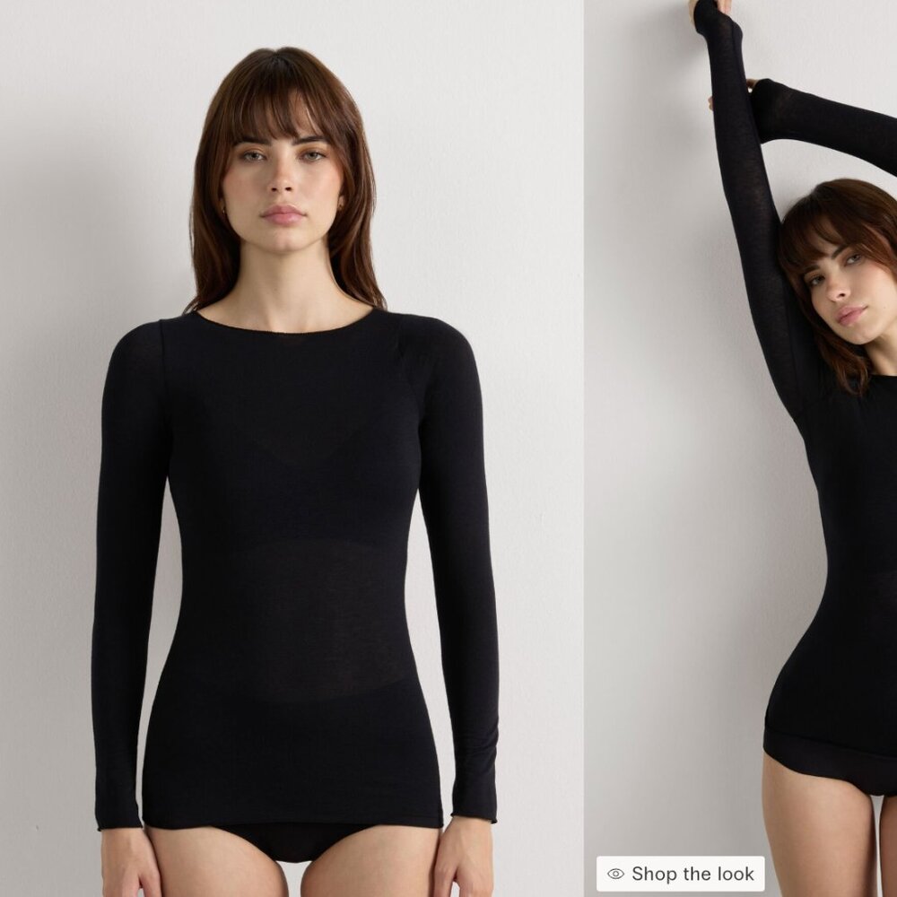 Intimissimi Boatneck Cashmere Top, Black, Size Small